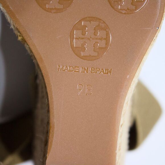Tory Burch Adonis Wedge Espadrilles Sandals Army Green & Beige Women Size 9B - Picture 9 of 16
